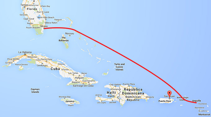 Karibien, St Martin till Miami