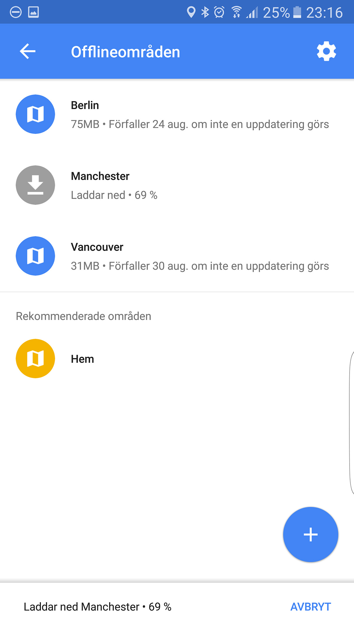 Ladda hem offlinekartor