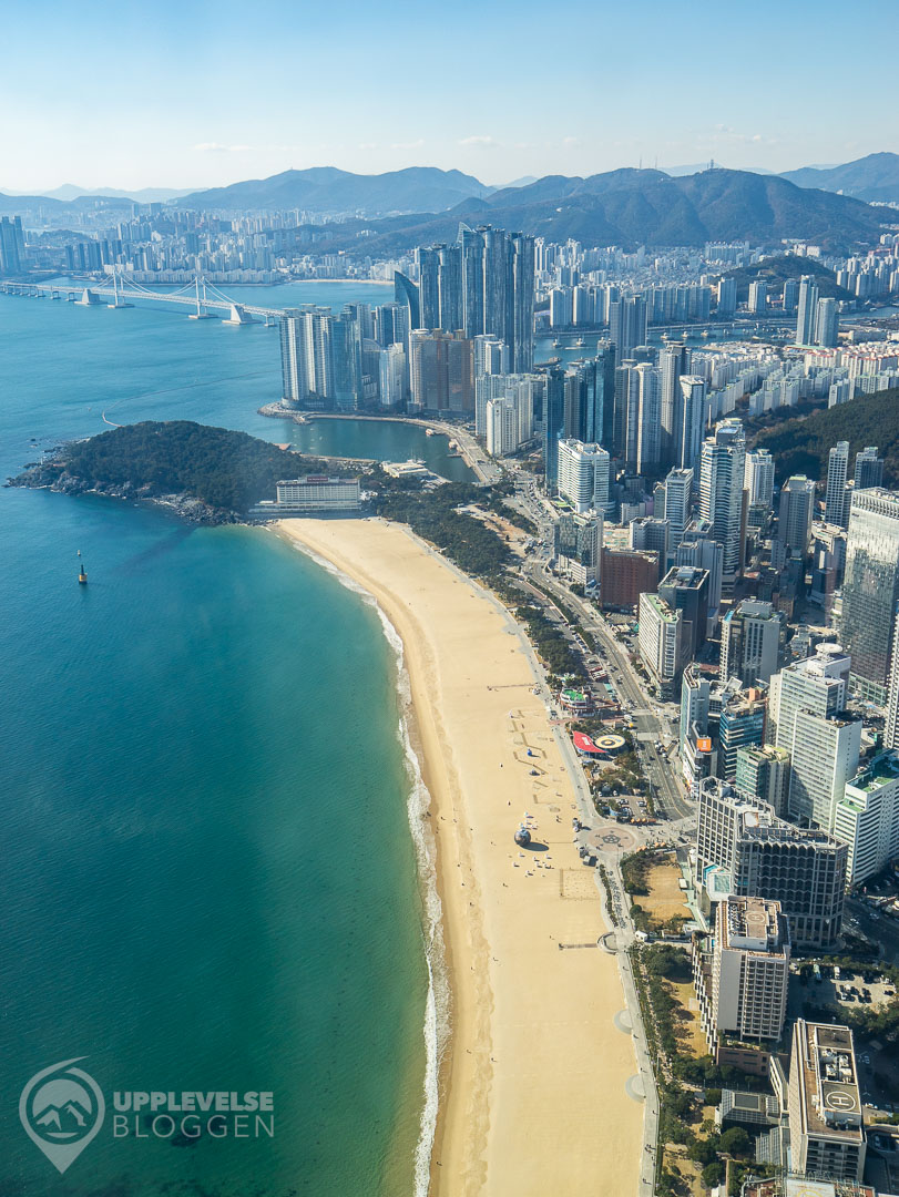 Utsikt över Haeundae Beach i Busan