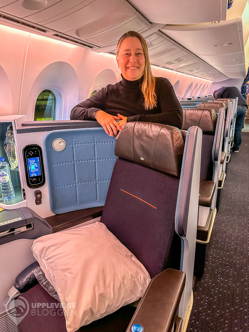 Maria i KLM Business Class