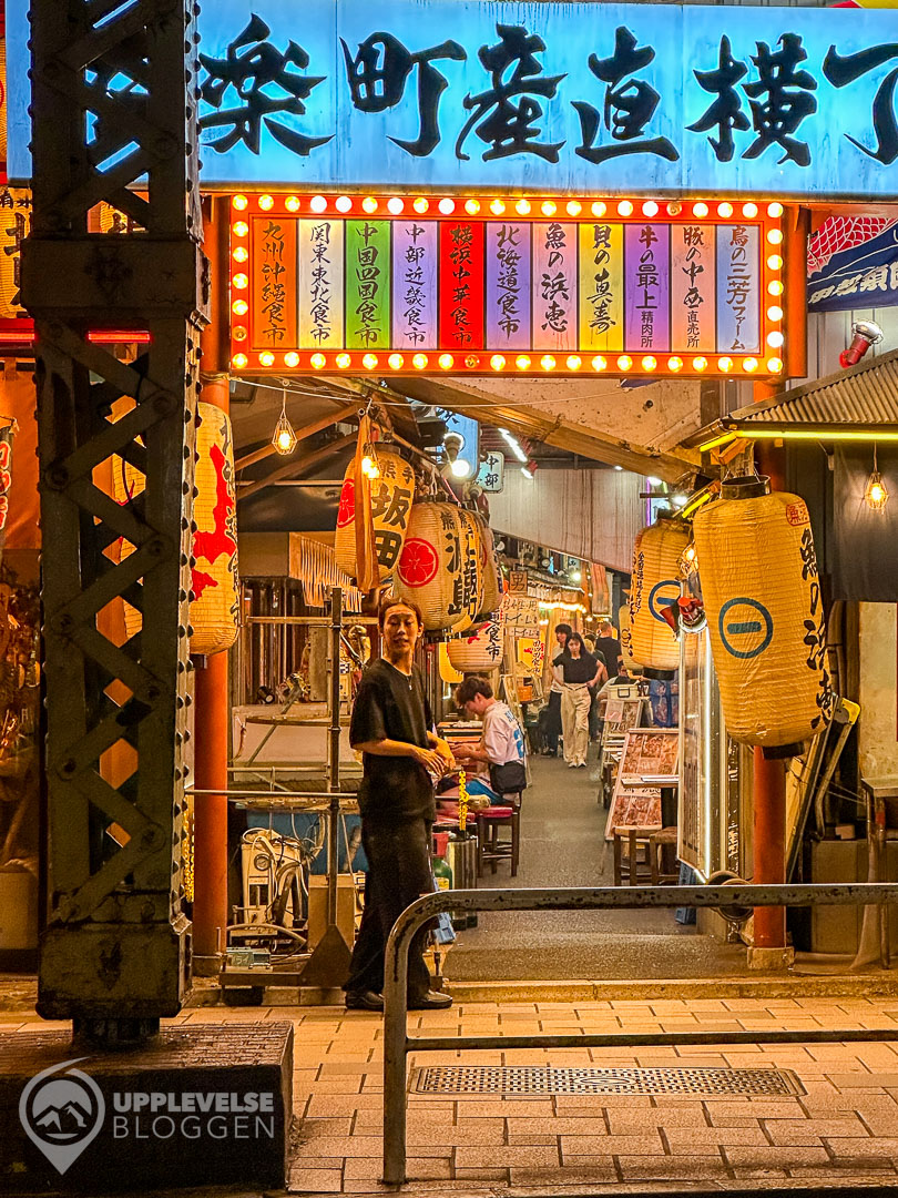 Fredagkväll under tågspåren i Ginza