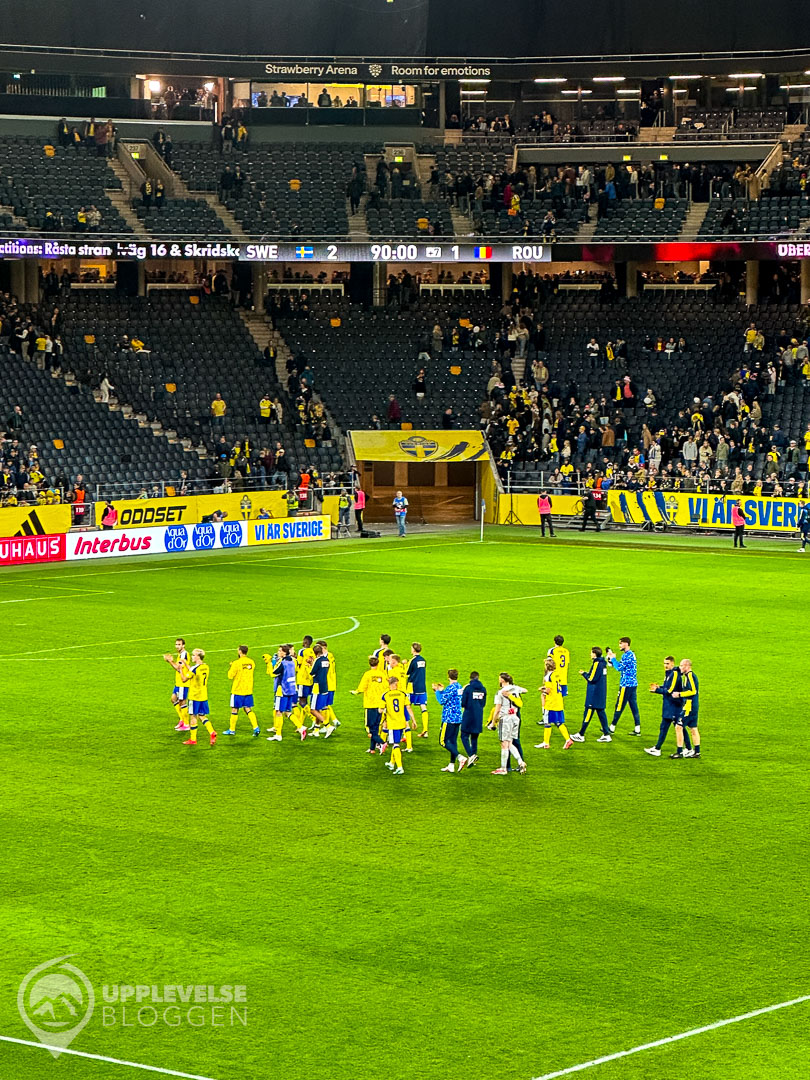 Svenska landslaget efter segern mot Rumänien